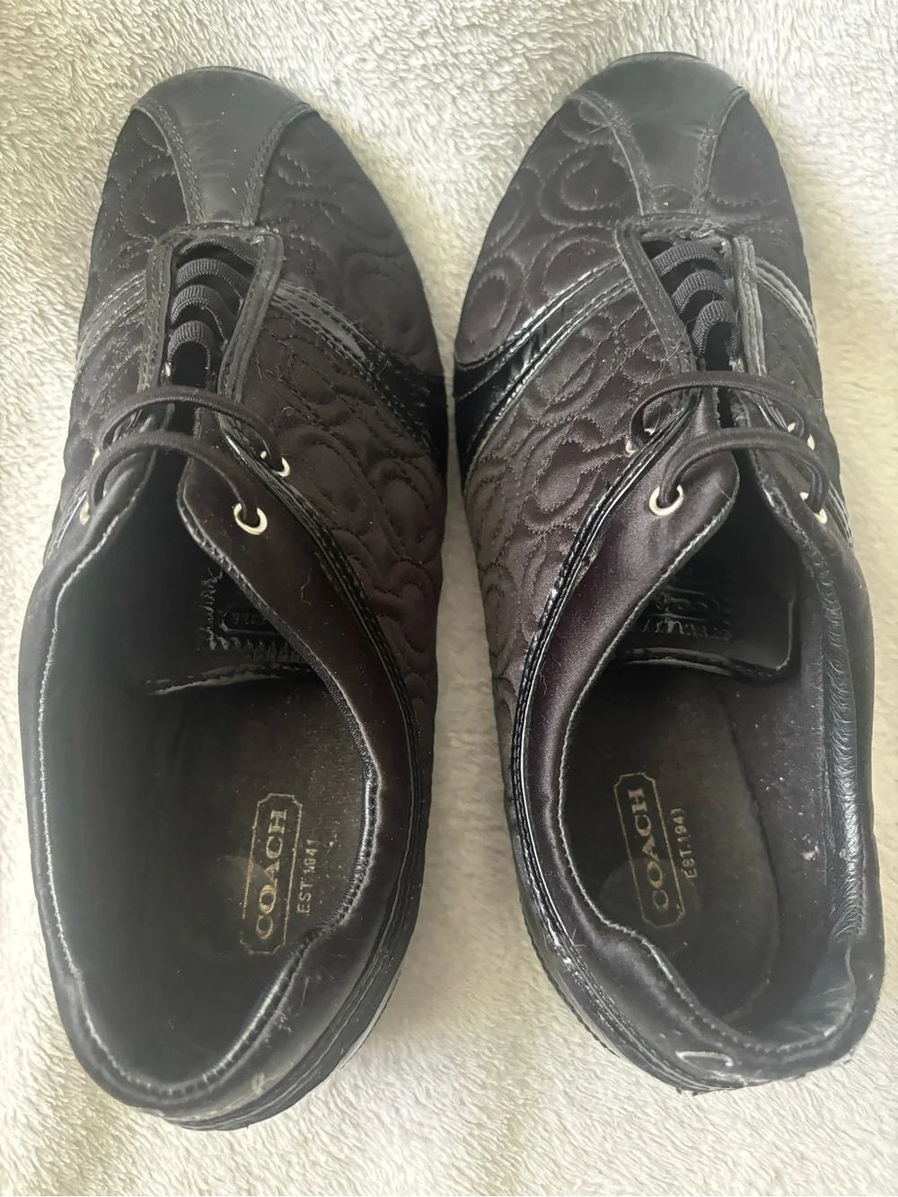 Coach Kellie Women's Black Quilted Logo Lace-Up Low Top Sneaker Size 8.5